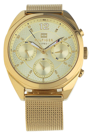 Tommy Hilfiger Damenuhr Chronograph Goldfarben Edelstahl Milanaise-Band TH 1781488 UHR AIR